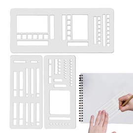 3PCS Planner Stencils Templates Set, Handmade Flexible Record Template, Lexible Journal Calendar Stencil for Dot Grid Planners, Versatile Drawing Template Kit for Journaling, Checklists, Boxes, Lines
