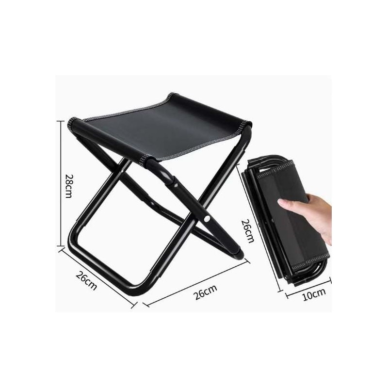 SLTG2020 Portable Folding Camping Stool, Lightweight Aluminum Frame, Black Oxford