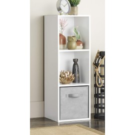 Whitmor 3 Cube Storage Organizer, 3 Tier Stackable MDF Wood Bookcase, Open Storage Display Bookshelf, Storage Cabinet for Living Room, Bedroom, Home, Office, 12.7" L x 11.7" W x 35.5" H, White