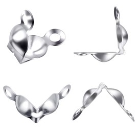 Syhood 1400 Pieces Bead Tips Knot Covers Clamshell Bead Tips for Jewelry Making Open Bead Tips Endcaps Fold-over Bead Covers for DIY Bracelet Necklaces Earrings Keychains