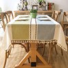 Lifetooler Washable Cotton Linen Tablecloth Tassel Design Tablecloth Dustproof Rectangular