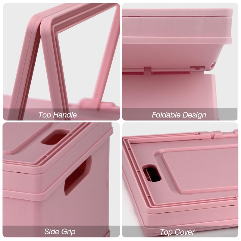 Vivikivi Collapsible Storage Crate, Foldable Plastic Basket with Lid and