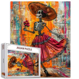 Tucocoo Mexican Romantic Jigsaw Puzzle 1000 Pieces Puzzles for Adults, Day of The Dead Skeleton Art Puzzles for Challenging Family Activity Games Colorful DIY Craft Puzzle for Home Wall Decor Gifts