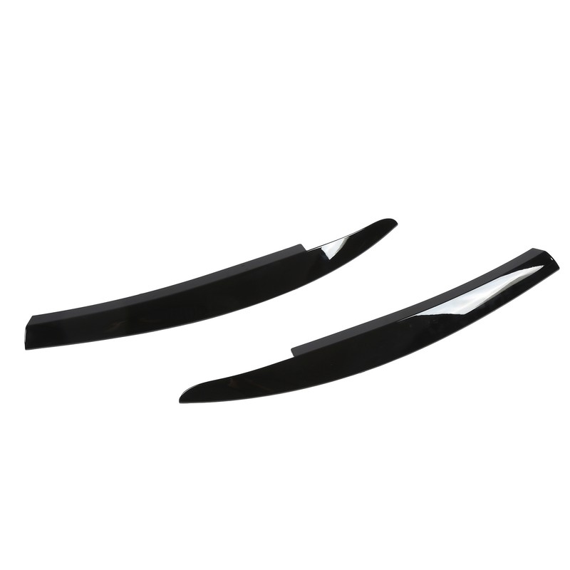 2Pcs/Set Front Headlight Eyebrow Eyelid Strips Cover Trim Glossy Black