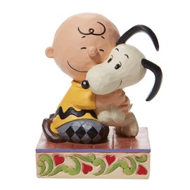 Enesco Peanuts by Jim Shore Charlie Brown and Snoopy Figura abrazadora, 4.5 Pulgadas, Multicolor