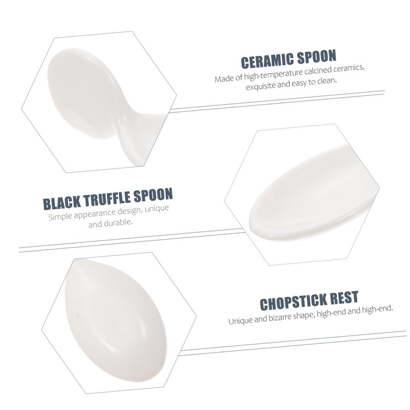 Mikinona 1Pc Ceramic Spoon Rest for Caviar Sauces Elegant Black