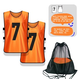 PULUOMASI Scrimmage Training Vest (12 Pack) Team Sports Pinnies Jerseys for Adult Youth Soccer Bibs Numbered Practice Jerseys orange L