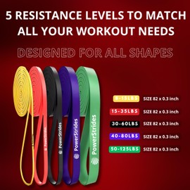 PowerStrides Resistance Bands Set for Men & Women - Best Choice for Full Body Training, Pull up Exercise & All Kinds of Working Out. Perfect Band for Physical Strength, Rehab Recovery Therapy