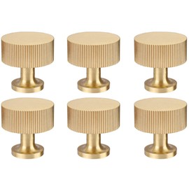 RZDEAL 6pcs Solid Brass Cabinet Knobs Pulls Cabinet Drawer Dresser Gold Knobs Modern Handles Knobs(1"x1"/25mmx25mm),Brushed Brass Finish