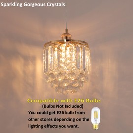 Sheenkarion 1 Pack Kitchen Island Crystal Pendant Light,Gold Crystal Chandelier Pendant Lighting for Dining Room Living Room Bar Lighting Fixture,Cord Adjustable Hanging Pendant Lamp