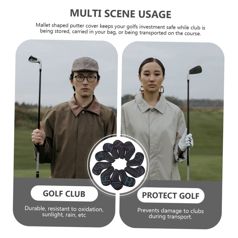 Totority 10Pcs PU Golf Club Head Cover Durable Putter Sleeves