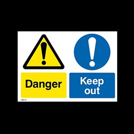 Danger Keep Out Plastic Sign with 4 Pre-Drilled Holes (MISC111) - No Parking, Private Property, Access, Disabled Parking, Vehicle, Warning