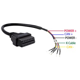 iKKEGOL OBD OBDII OBD2 16 Pin Female Connector K + CAN K Line Jumper Tester Cable Universal Pigtail DIY Mobley Adapter for Motorcycle Car Truck 1ft Feet 30cm/12