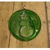 Green Snowman Handmade Up-Cycled Glass Bottle Bottom Sun Catcher Ornament