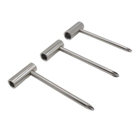 Soundspire 3-Pack Guitar Truss Rod Wrench Set, 6.35/7/8mm Long Shank Hex Keys with Cross Screwdriver for Guitar/Bass Neck Adjustment (30mm Alloy Sleeve, Silver)
