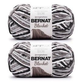 Bernat Blanket Super Bulky Acrylic Yarn - 2 Pack of 300g/10.5oz #6 Chunky Chenille Heavy Weight Yarn for Knitting and Crocheting, Amigurumi, Thick Blankets (Gray Storm, 220 Yards 2-Pack)