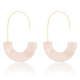 Acrylic Earrings Statement Tortoise Hoop Earrings Resin Wire Drop Dangle Earrings Fashion Jewelry For Women (A White)