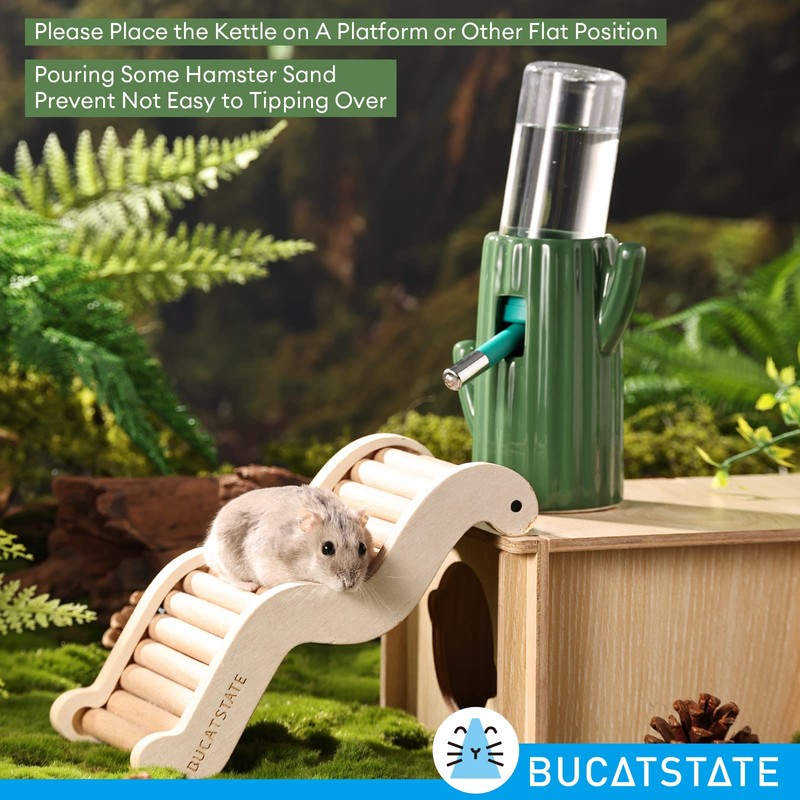 BUCATSTATE Cactus Ceramic Leakproof Hamster Water Bottle Guinea Pig Water