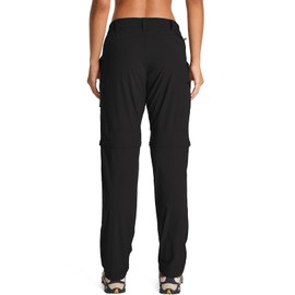 Womens Hiking Pants Convertible Quick Dry Lightweight Zip Off Outdoor Safari Pants with Cargo Pockets,2195,Black,14