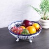 LINYTHER Ceramic Fruit Bowl With Holes, Blue And White Porcelain