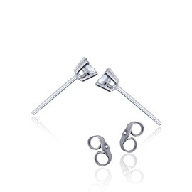 Sterling Silver Rhodium 3x5mm AAA Pear Solitaire Stud Earrings