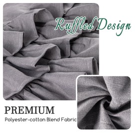 FUANGUI Ruffled Valance Curtain 42" W x 18" L Pleated Kitchen Valance, Linen Valances for Windows Farmhouse Light Filtering Half Window Valance Rod Pocket