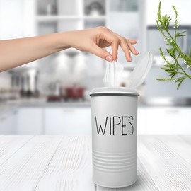 TEKHEUTEN Wipe Holder for Kitchen/Bathroom Counter, Wipe Container, Modern Farmhouse Kitchen Decor, Vintage Countertop Wipe Storage Organizer Caddy, Steel with Matte White Finish
