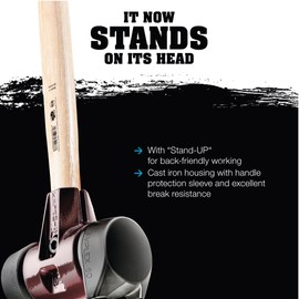 Simplex 80 Sledgehammer with Soft Blue Rubber and Stand-Up P Black Rubber Inserts, Cast Iron Housing and Wood Handle