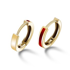 Eslinila Classic Red Earrings Small Hoop Earrings Hypoallergenic S925 Sterling Silver Post Semicircle Earrings for Women Men Jewerly Gifts