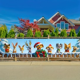 BlissYard Christmas Banner Christmas Backdrop 78 X 17 Inch Funny Christmas Sign Banner Decoration Christmas Pet And Animal Outdoor Banner Fence Cover Christmas Party Photography Backdrop Background