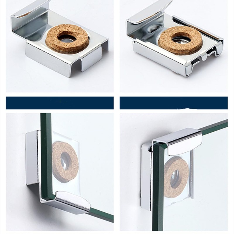 Heuskay 8 Pcs Frameless Glass Wall Mount Kit, Spring Loaded