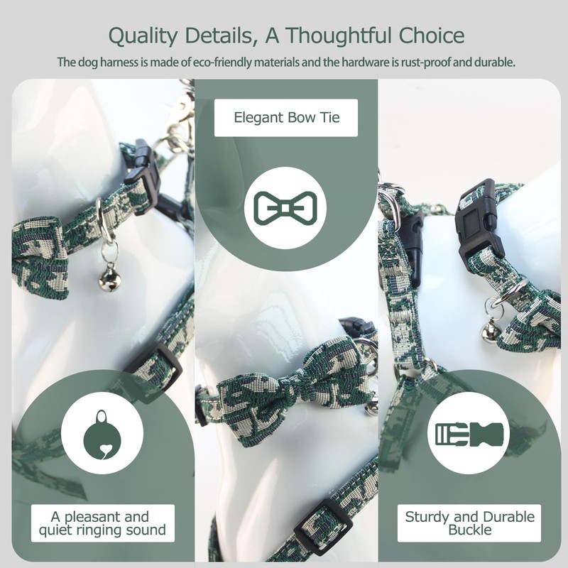 Dog Collar and Harness with Leash Set, Breathable Puppy Harnesses