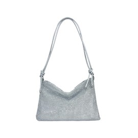 VIDSTW Women's Glitter Bag, Evening Bag, Women's High Capacity with Zip, Adjustable Shoulder Strap, Elegant Bag, for Evening, Prom, Wedding, Party, Banquet, silver