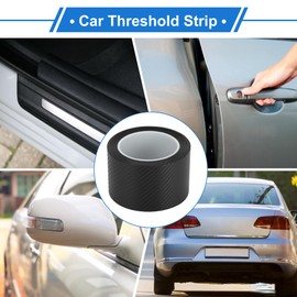 VekAuto Car Threshold Strip, 2.76"x394" 3D Car Door Sill Plate Cover Sticker Universal for Most Cars SUVs Exterior Anti Scratch PVC Carbon Fiber Pattern Black
