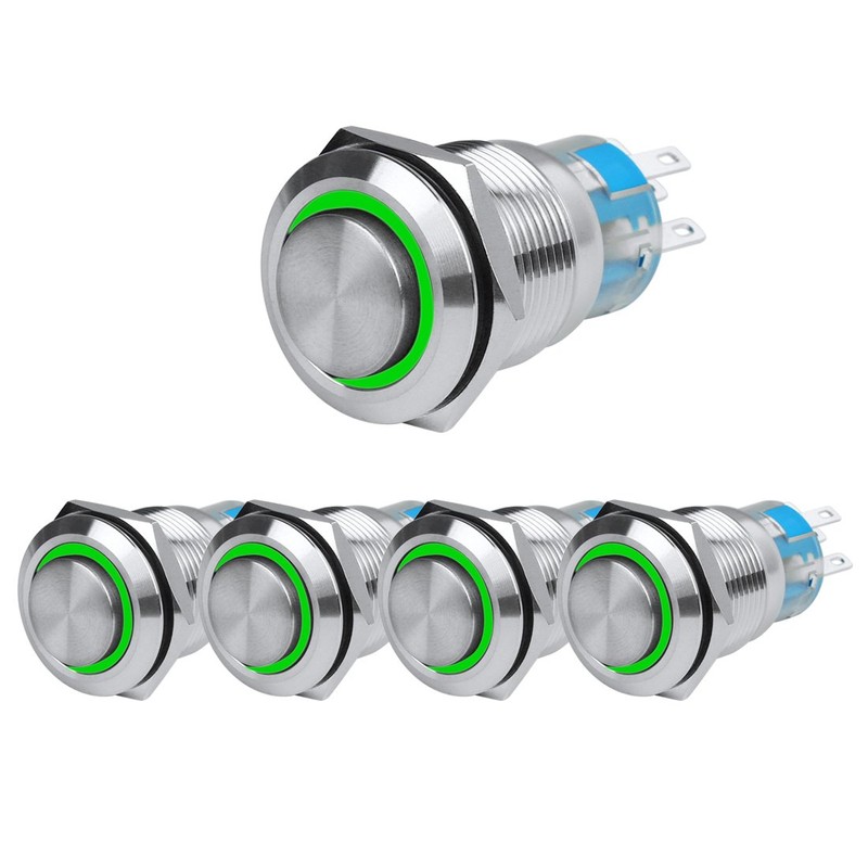 Larcele JSANKG-08 Momentary Metal Button with Light Indicator, DIY On/Off