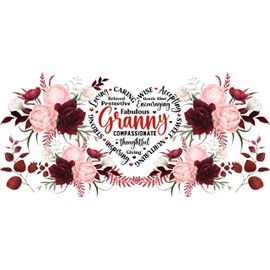 UV DTF Glass Cup Wrap Transfer -Granny loving beloved caring wise sweet giving UVDTF can Glass,Sublimation Design Flower Waterproof Decal for 16oz Glass Cups, Gifts for Women - 3PCS