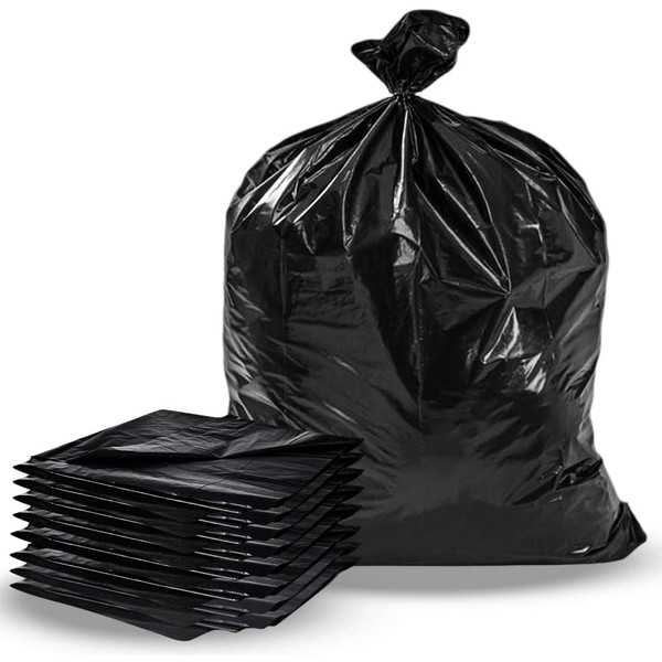 33 Gallon Trash Bags Heavy Duty, (Super-Value Pack 100 Count w/Ties) Large Black Garbage Bags 30 Gallon, 32 Gallon, 35 Gallon Trash Can Liners
