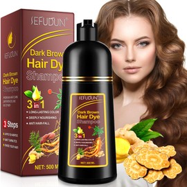 Hair Dye Shampoo for Natural, Long-Lasting Hair Colour Result without Mess, Easy, Quick Hair Dyeing for Home, Ideal for Grey Hair and Dark Brown Tones