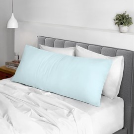 Pizuna Cotton Baby Blue Body Pillow Cover 1 Piece Only, 400 Thread Count 100% Long Staple Cotton Body Pillow Case 52x140 cm, Sateen Body Pillowcase (Cotton Pillow Cases for Body Pillows)
