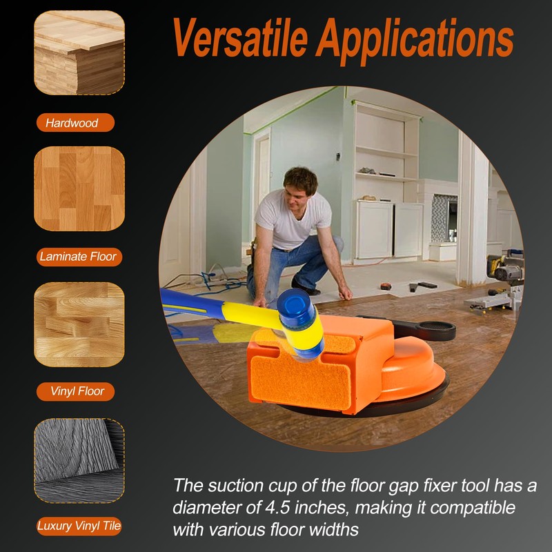Floor Gap Fixer Tools with Suction Cup, Rubber Mallet Hammer,