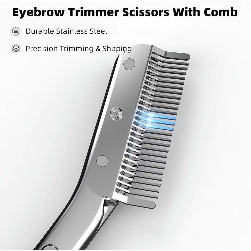 Eyebrow Trimmer Scissors with Comb Grooming Scissors for Women/Men, Easy