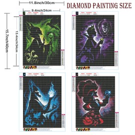 5D Adult Diamond Painting Kit, Villain Diamond Painting Kit -4 Pieces, Round Diamond Digital Painting Kit, Gem Art Painting Kit, Beginner DIY Diamond Painting Kit (11.8x15.7 inches)
