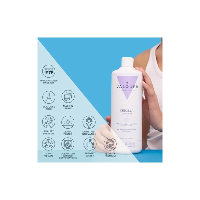 VALQUER Shampoo de Cebolla Regulador del Pelo Graso | Antioxidante