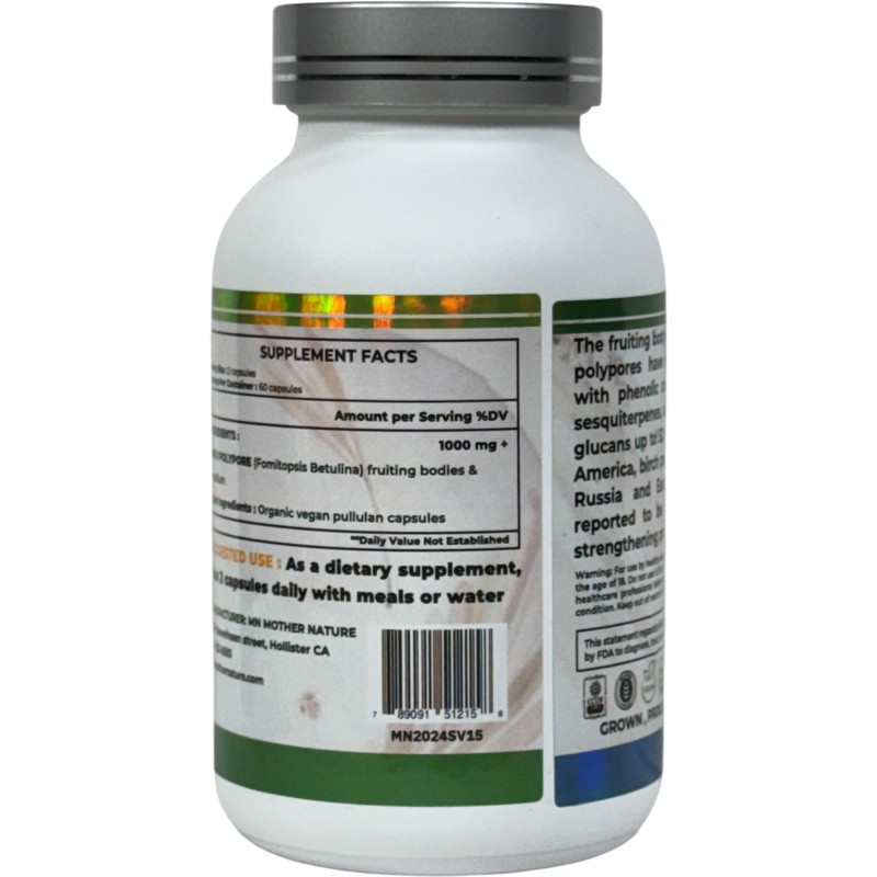 Birch Polypore Supplement (1000mg) - 120 Capsules