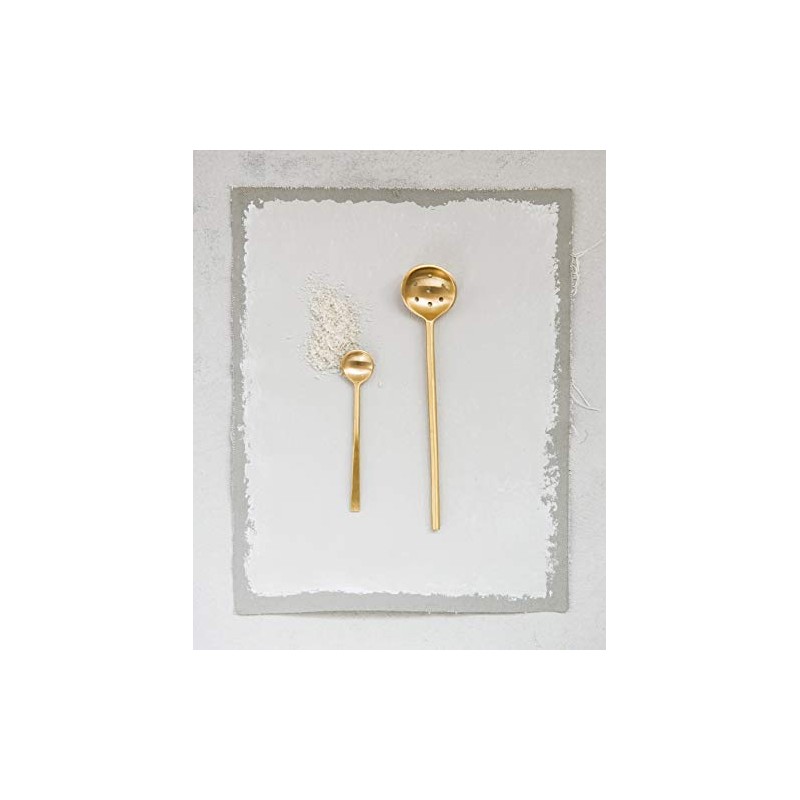 Creative Co-Op Stainless Steel Olive Spoon with Antique Brass Finish