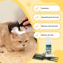 TeethSPACE Dog Dry Shampoo+Comb for Dog and Cat, Ready to Use Applicable Equally Puppy and Kitten, Odor Control Waterless Shampoo No Rinse for Pets Sensitive Skin