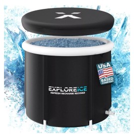 Explore Ice Bath Pro Max Extra Large Athlete Cold Plunge Bath Tub, Black/White