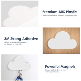 MoKo Magnetic Key Holder, Pack of 2 Key Storage for Gluing, Key Hooks No Drilling for Wall - White