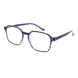 SA106 Thin Plastic Keyhole Rectangle Fashion Reading Glasses Blue Tortoise +3.5