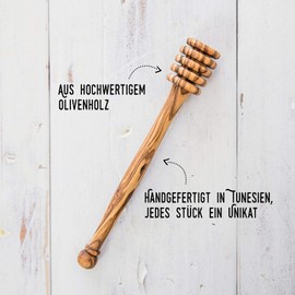 beegut Olive Wood Honey Spoon Handmade in Tunisia for Stylish Honey Enjoyment Sustainable Packaging Made of Grass Paper